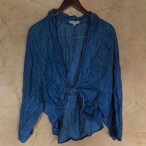 Blue jean tie front shirt